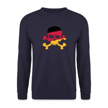 German Flagge Totenkopf - Deutschland - Fußball - Unisex Pullover - Navy - Vorne - Alina (178cm) & Michal (187cm)