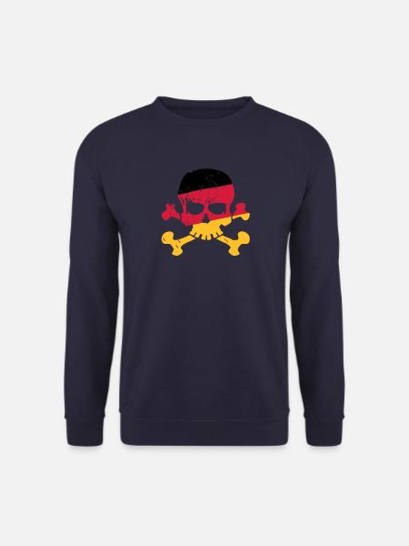 Tysk flag skull - Tyskland - Berlin - fodbold - Unisex sweater - marineblå