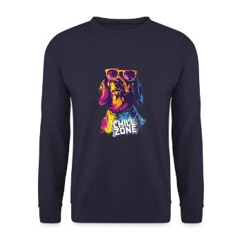 Dachshund Chill Zone - Unisex Sweatshirt - navy - Front - Alina (178cm) & Michal (187cm)