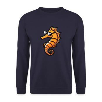 Seepferd Cool Comic - Unisex Pullover - Navy - Vorne - Alina (178cm) & Michal (187cm)