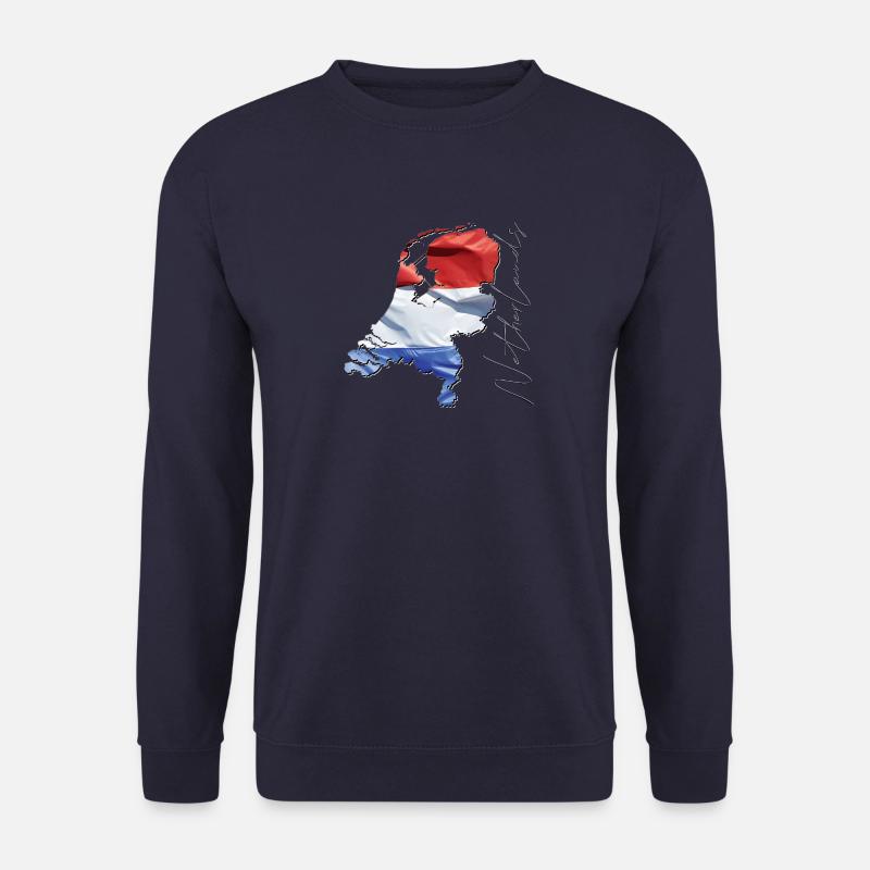 Niederlande | echte Flagge | Flag Map EN - Unisex Pullover - Navy
