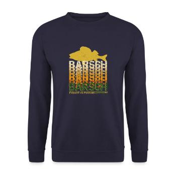 Barsch fishing is passion - Unisex Pullover - Navy - Vorne - Alina (178cm) & Michal (187cm)