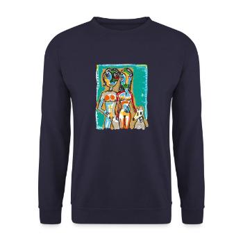 Couple with dog - Unisex Sweatshirt - navy - Front - Alina (178cm) & Michal (187cm)