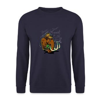 Mammouth Design Cartoon Cadeau WAT Mammut DAT MUT ! - Sweat-shirt Unisexe - marine - Devant - Alina (178cm) & Michal (187cm)