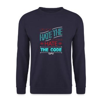 happy funny quote analyst funny joke humor coding - Unisex Pullover - Navy - Vorne - Alina (178cm) & Michal (187cm)