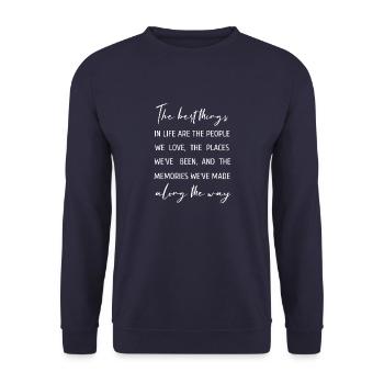 The best things in life - Unisex Pullover - Navy - Vorne - Alina (178cm) & Michal (187cm)