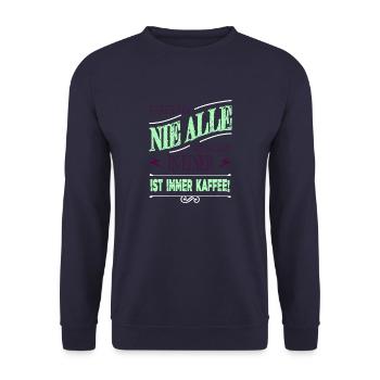 arbeiten kaffeetasse arbeitskollege becher montag - Unisex Pullover - Navy - Vorne - Alina (178cm) & Michal (187cm)