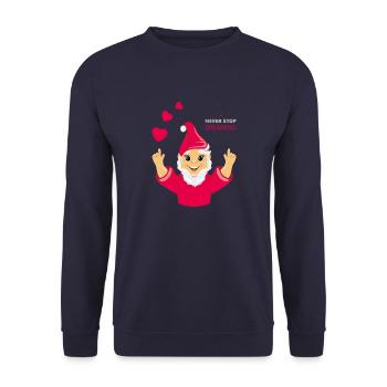 Happy gnome. Never stop dreaming - Unisex Sweatshirt - navy - Front - Alina (178cm) & Michal (187cm)