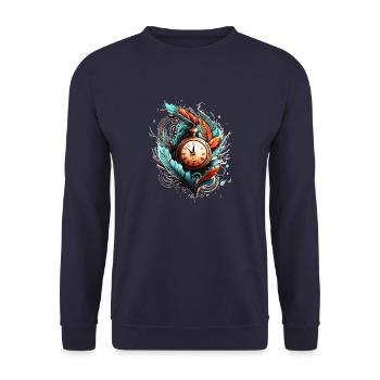 Manual Winding Pocket Watch Travel to the Past - Unisex Sweatshirt - navy - Front - Alina (178cm) & Michal (187cm)
