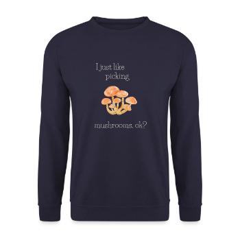 J’aime juste cueillir des champignons5 - Sweat-shirt Unisexe - marine - Devant - Alina (178cm) & Michal (187cm)