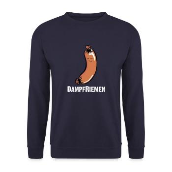 Dampfriemen, Knackwurst, Bockwurst, Augsburger - Unisex Pullover - Navy - Vorne - Alina (178cm) & Michal (187cm)