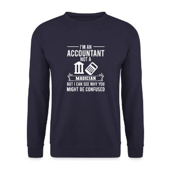 Buchhalter Accountant Finanzexperten Sprüche - Unisex Pullover - Navy - Vorne - Alina (178cm) & Michal (187cm)