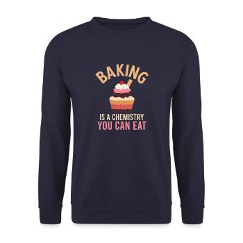 Baking is Chemistry You Can Eat Vintage Backen - Unisex Pullover - Navy - Vorne - Alina (178cm) & Michal (187cm)