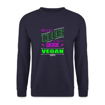 veganes essen geburtstagsgeschenkidee geschenk - Unisex Pullover - Navy - Vorne - Alina (178cm) & Michal (187cm)