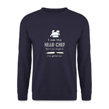 I am the Head Chef - Unisex Sweatshirt - navy - Front - Alina (178cm) & Michal (187cm)
