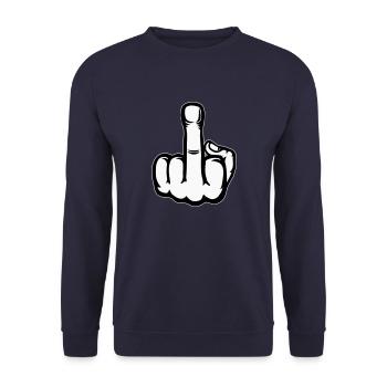 Middle Finger Hand Icon - Unisex Sweatshirt - navy - Front - Alina (178cm) & Michal (187cm)