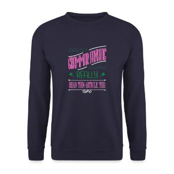 Author Anniversary Bday Bicycle Novelist Sayings - Unisex Sweatshirt - navy - Front - Alina (178cm) & Michal (187cm)