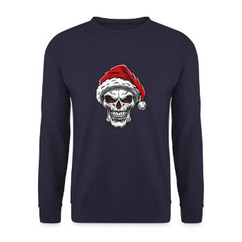 Santa Claus Skull Xmas - Unisex Sweatshirt - navy - Front - Alina (178cm) & Michal (187cm)