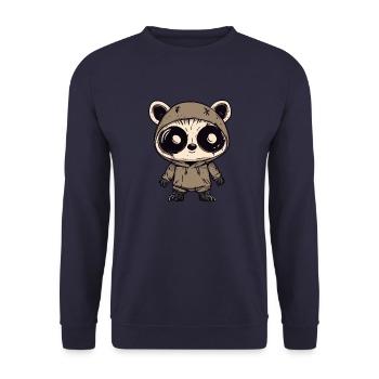 Waschbär Halloween Lustig Zombie - Unisex Pullover - Navy - Vorne - Alina (178cm) & Michal (187cm)