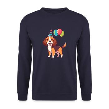 Beagle Hunde Geburtstag Comic - Unisex Pullover - Navy - Vorne - Alina (178cm) & Michal (187cm)