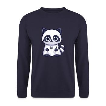 Waschbär Halloween Lustig Geist - Unisex Pullover - Navy - Vorne - Alina (178cm) & Michal (187cm)