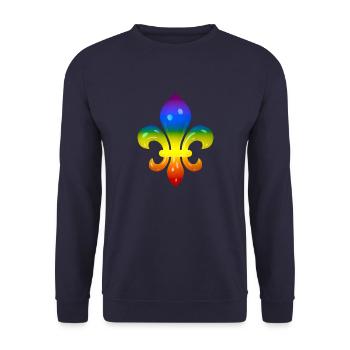 Fleur de Lys in rainbow colours - Unisex Sweatshirt - navy - Front - Alina (178cm) & Michal (187cm)