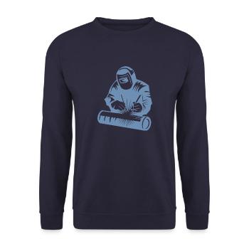Welder silhouette during arc welding - Unisex Sweatshirt - navy - Front - Alina (178cm) & Michal (187cm)