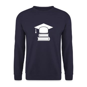 Doktorhut Studium books - gift for graduation - Unisex Sweatshirt - navy - Front - Alina (178cm) & Michal (187cm)