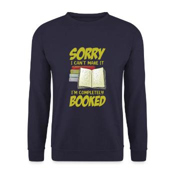 Funny Bookworm Book Lover Saying Reading - Unisex Pullover - Navy - Vorne - Alina (178cm) & Michal (187cm)