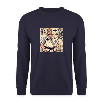 Karaté Finlandais MAÎTRE - Sweat-shirt Unisexe - marine - Devant - Alina (178cm) & Michal (187cm)