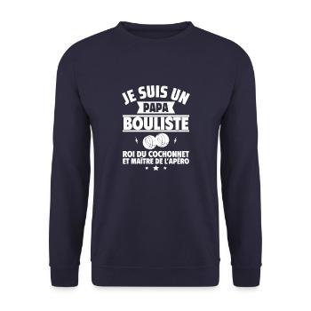 Papa bouliste,cadeau fête des pères,pétanque - Sweat-shirt Unisexe - marine - Devant - Alina (178cm) & Michal (187cm)