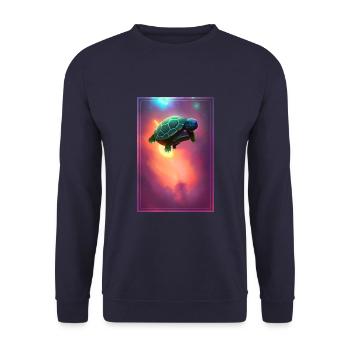 Cute Space Turtle travelling through Space Animal - Unisex Sweatshirt - navy - Front - Alina (178cm) & Michal (187cm)