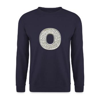 O, letter, letter O, initial, initial O, monogram, - Unisex Pullover - Navy - Vorne - Alina (178cm) & Michal (187cm)