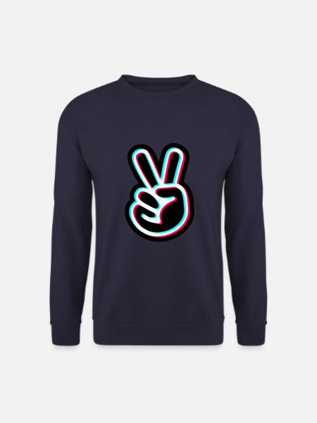 Peace Hand Sticker Design - Peace Zeichen - Unisex Pullover - Navy