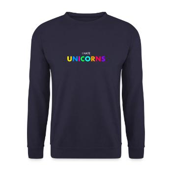 I hate unicorns - Unisex Sweatshirt - navy - Front - Alina (178cm) & Michal (187cm)