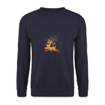 Weihnachten Rudolf Rote Nase Design - Unisex Pullover - Navy - Vorne - Alina (178cm) & Michal (187cm)