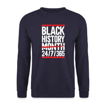 Black History Month 24/7/365 - Unisex Sweatshirt - navy - Front - Alina (178cm) & Michal (187cm)