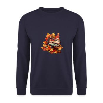 variation 23626aColorful T-Rex: Dinosaurs in the - Unisex Sweatshirt - navy - Front - Alina (178cm) & Michal (187cm)
