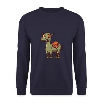 Kamel Halloween Lustig Zombie - Unisex Pullover - Navy - Vorne - Alina (178cm) & Michal (187cm)