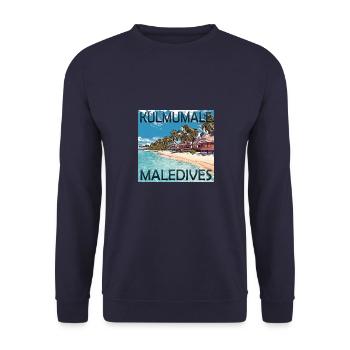 Malediven Kulmumale Beach: Sommer unter Palmen - Unisex Pullover - Navy - Vorne - Alina (178cm) & Michal (187cm)