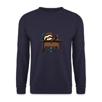 Faultier im Büro: Für alle, die das Faulenzen - Unisex Pullover - Navy - Vorne - Alina (178cm) & Michal (187cm)