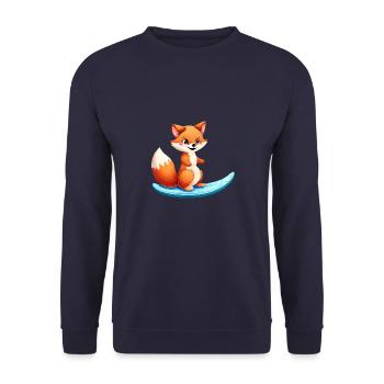 Surfer Fuchs auf dem Surfbrett, Abenteuerliches Ti - Unisex Pullover - Navy - Vorne - Alina (178cm) & Michal (187cm)