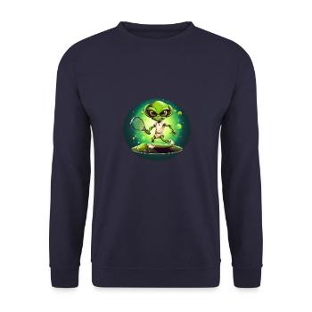 Strong alien tennis player at sunset - Unisex Sweatshirt - navy - Front - Alina (178cm) & Michal (187cm)
