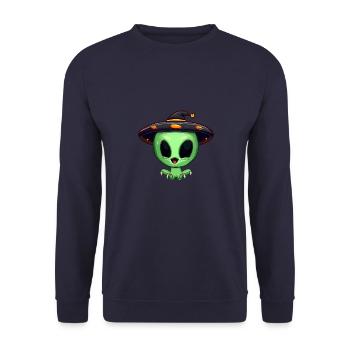 Halloween Alien : Le porteur du chapeau de sorcière - Sweat-shirt Unisexe - marine - Devant - Alina (178cm) & Michal (187cm)