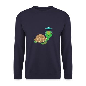 Alien, UFO und Schildkröte: Abenteuerliche - Unisex Pullover - Navy - Vorne - Alina (178cm) & Michal (187cm)