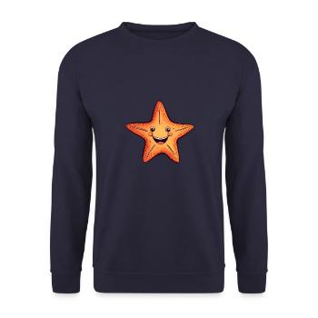 Seestern Comic Kawaii - Unisex Pullover - Navy - Vorne - Alina (178cm) & Michal (187cm)