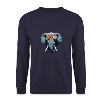 Eléphant avec lunettes de soleil - Été, Palmiers, Afrique - Sweat-shirt Unisexe - marine - Devant - Alina (178cm) & Michal (187cm)