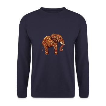 Éléphant d’Afrique en automne: feuillage panaché et - Sweat-shirt Unisexe - marine - Devant - Alina (178cm) & Michal (187cm)