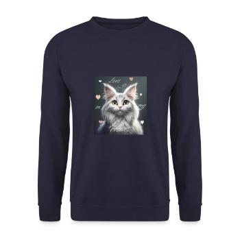 Cat love – love is in my heart - Unisex Sweatshirt - navy - Front - Alina (178cm) & Michal (187cm)