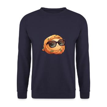 Kawaii Orange/Peach with Scarf and Glasses - - Unisex Sweatshirt - navy - Front - Alina (178cm) & Michal (187cm)